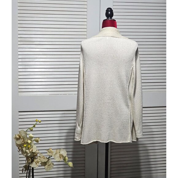 Eileen Fisher Women's Cream Silk Blend Open Front Cardigan Sweater Size 1X 2876 - Picture 4 of 8